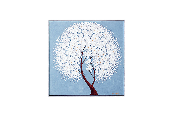 How does floating canvas wall art create a sense of depth and atmosphere through colors and layers?
